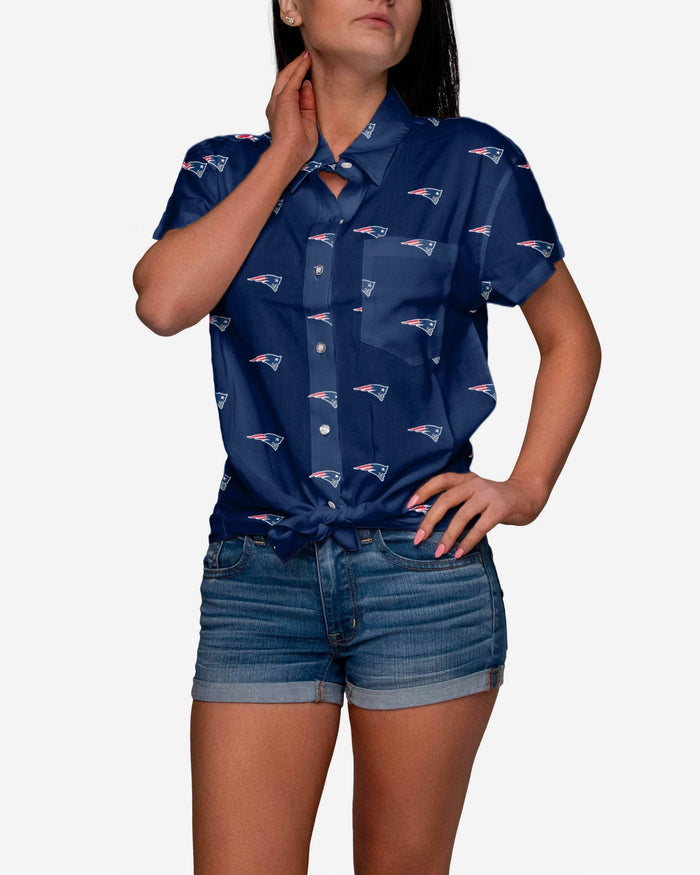 New England Patriots Logo Blast Womens Button Up Shirt FOCO S - FOCO.com