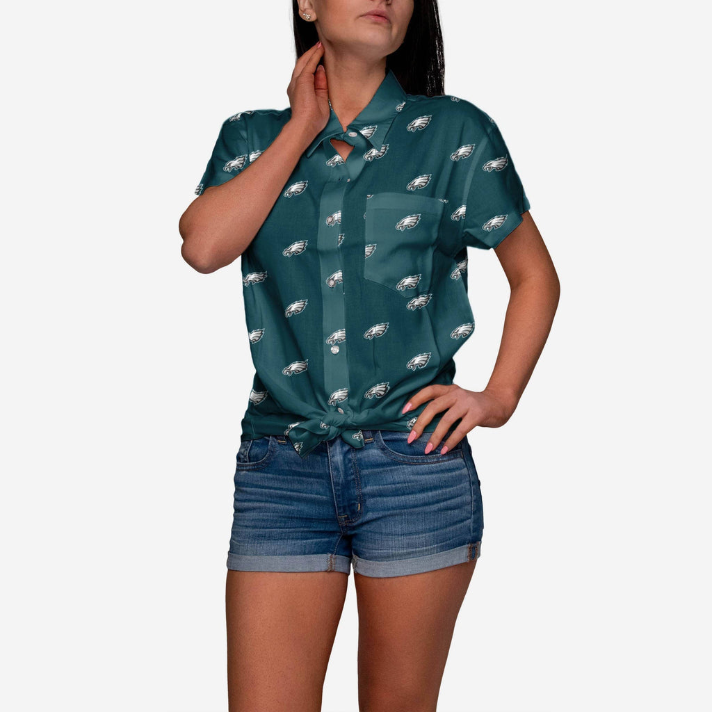 Philadelphia Eagles Logo Blast Womens Button Up Shirt FOCO S - FOCO.com