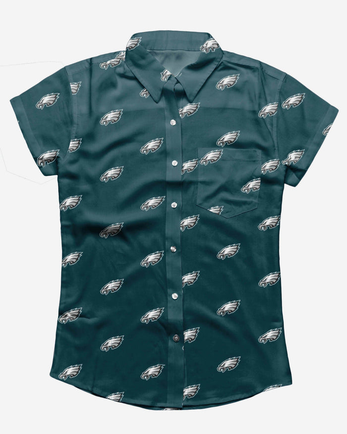 Philadelphia Eagles Logo Blast Womens Button Up Shirt FOCO - FOCO.com