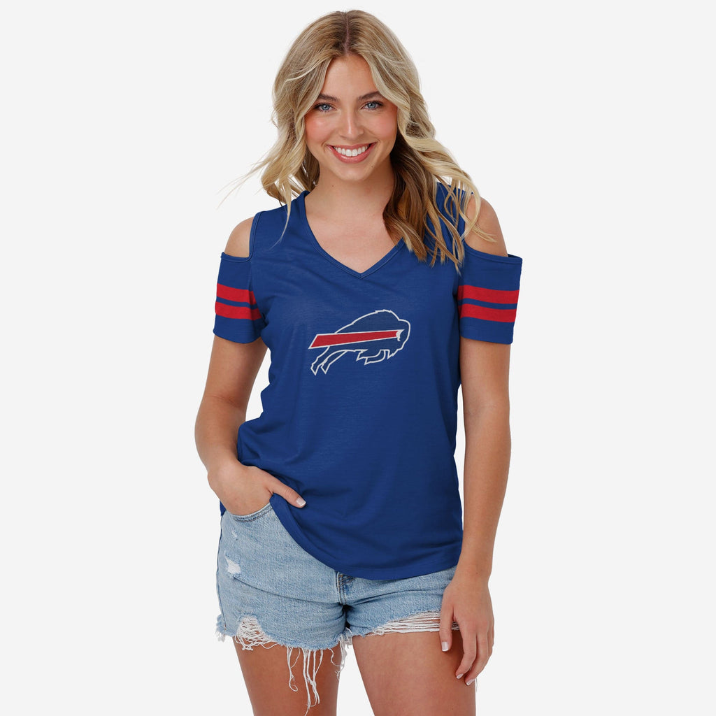 Buffalo Bills Womens Cold Shoulder T-Shirt FOCO S - FOCO.com