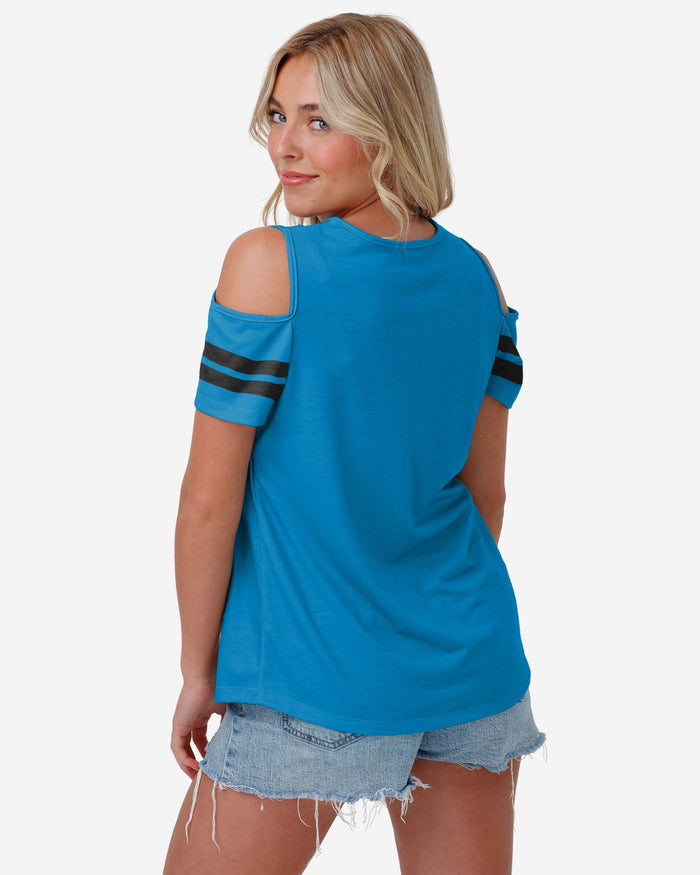 Carolina Panthers Womens Cold Shoulder T-Shirt FOCO - FOCO.com