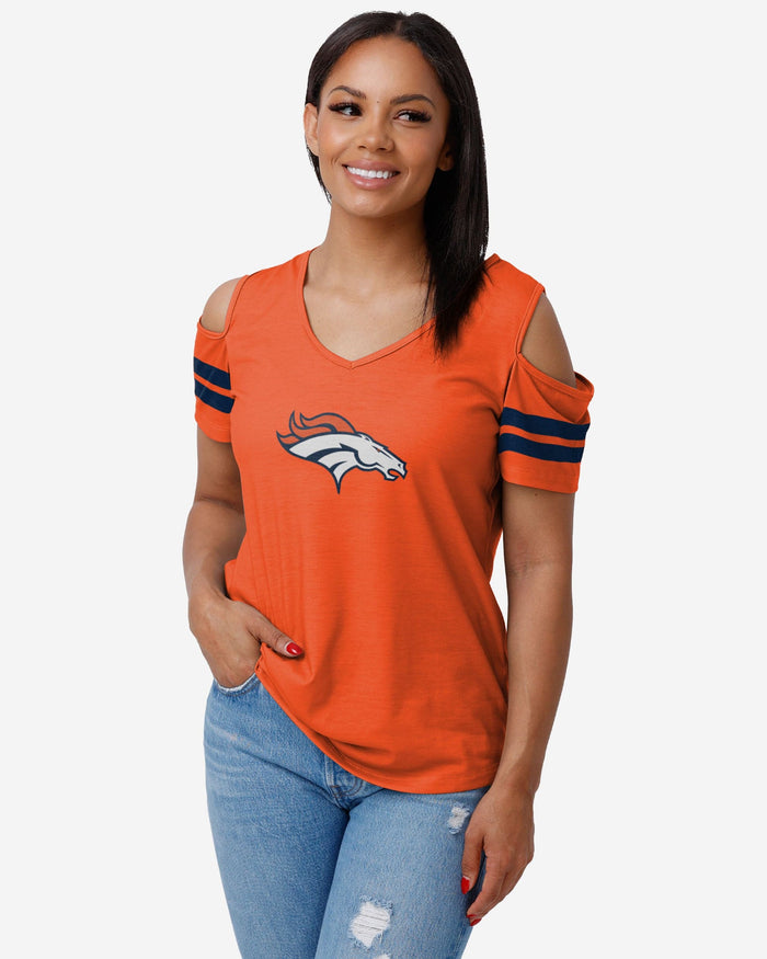 Denver Broncos Womens Cold Shoulder T-Shirt FOCO S - FOCO.com