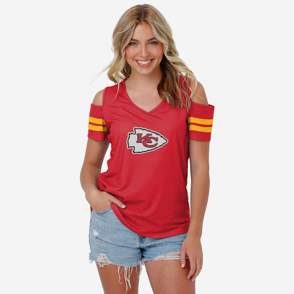 Kansas City Chiefs Womens Cold Shoulder T-Shirt FOCO S - FOCO.com