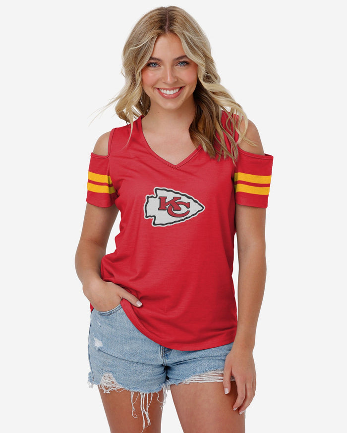 Kansas City Chiefs Womens Cold Shoulder T-Shirt FOCO S - FOCO.com