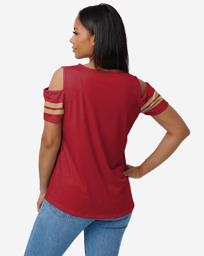 San Francisco 49ers Womens Cold Shoulder T-Shirt FOCO - FOCO.com