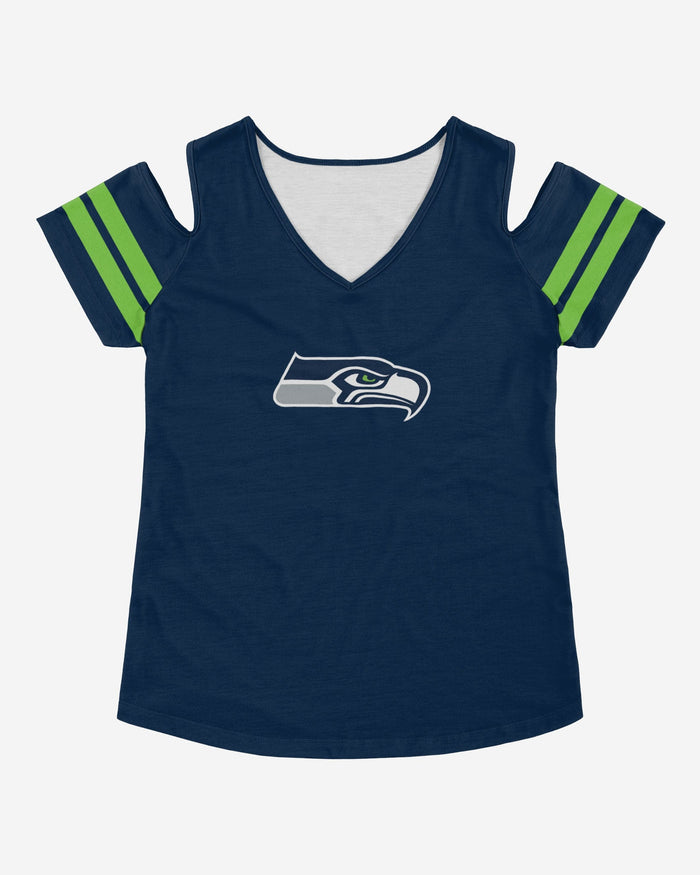 Seattle Seahawks Womens Cold Shoulder T-Shirt FOCO - FOCO.com