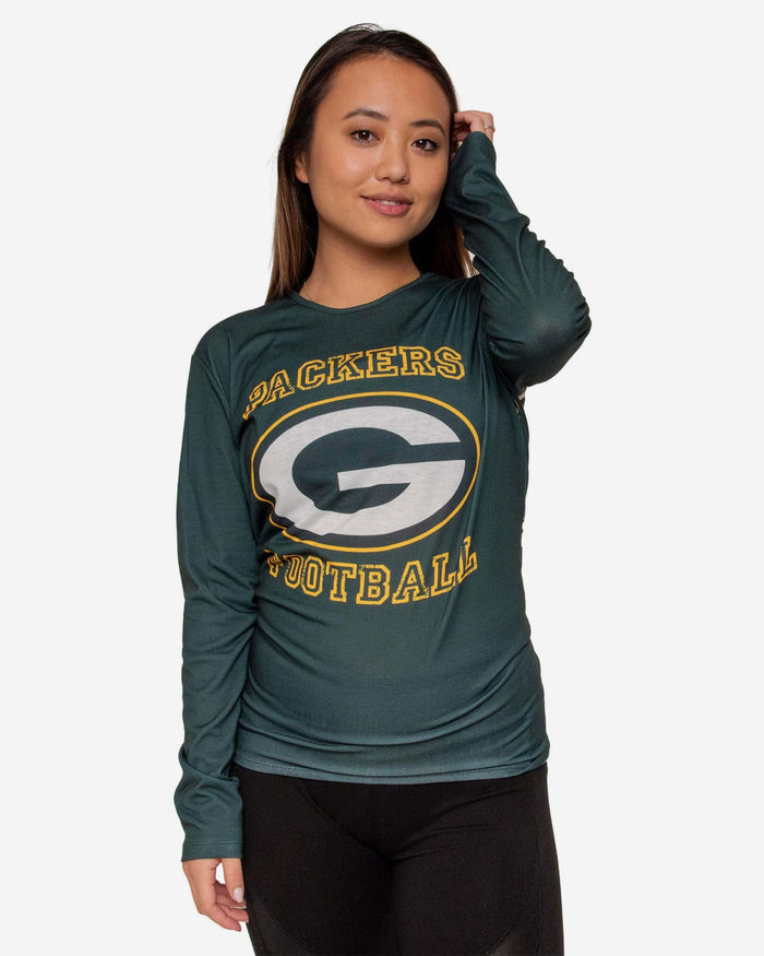 Green Bay Packers Womens Tie-Breaker Long Sleeve Top FOCO - FOCO.com