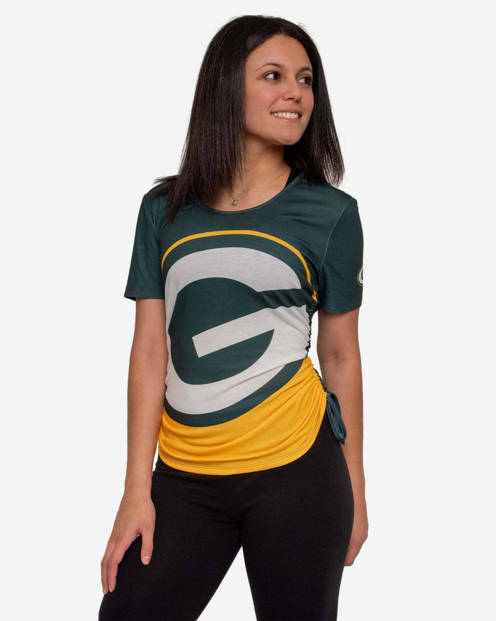 Green Bay Packers Womens Ruched Replay Short Sleeve Top FOCO S - FOCO.com