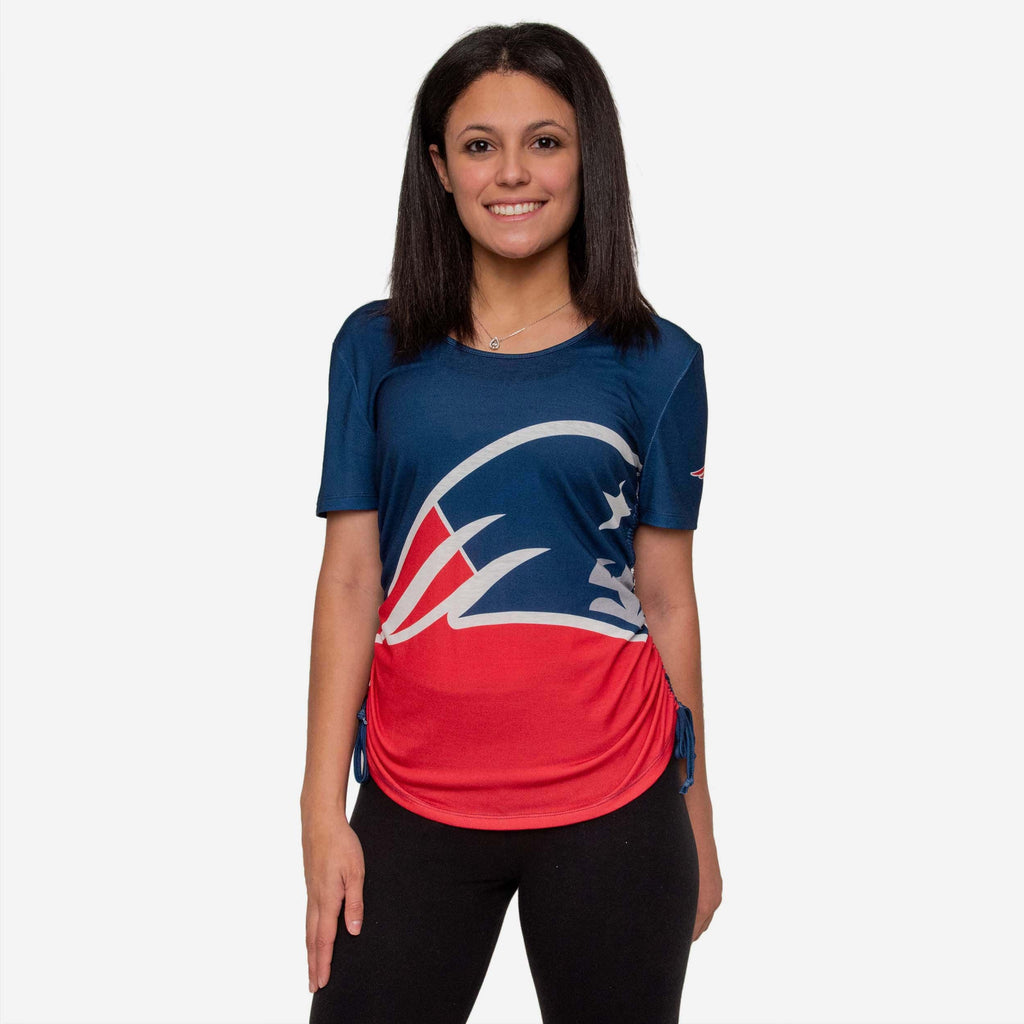 New England Patriots Womens Ruched Replay Short Sleeve Top FOCO S - FOCO.com