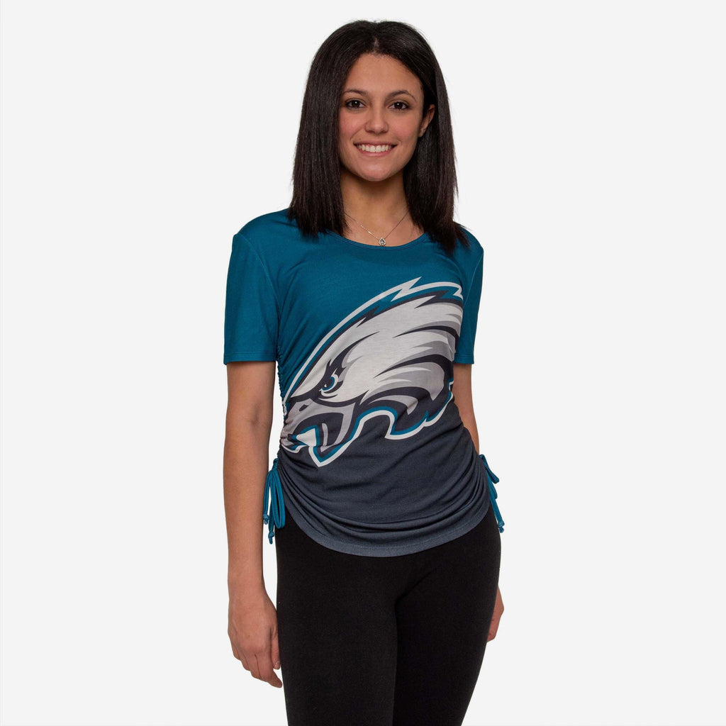 Philadelphia Eagles Womens Ruched Replay Short Sleeve Top FOCO S - FOCO.com