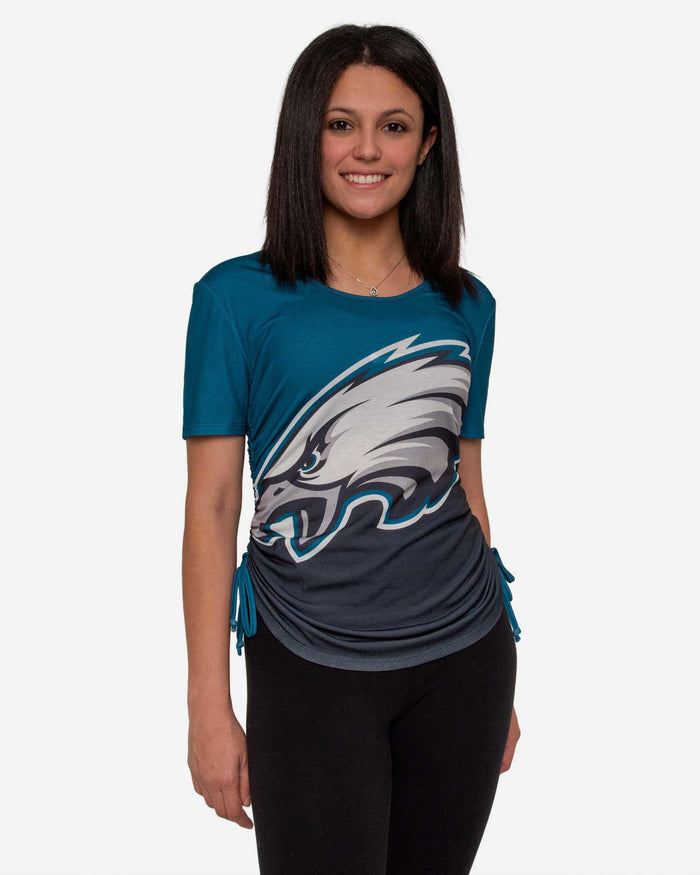 Philadelphia Eagles Womens Ruched Replay Short Sleeve Top FOCO S - FOCO.com