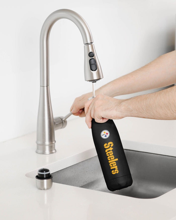 Pittsburgh Steelers Wordmark Chill Water Bottle FOCO - FOCO.com